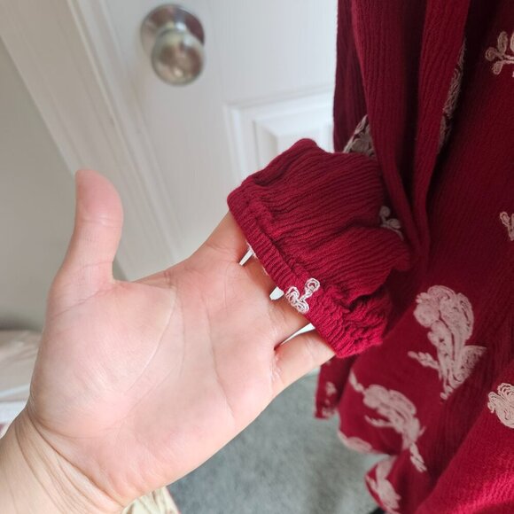 Red Boho Mini Dress Altar'd State Size S  Long Sleeve - Picture 8 of 9